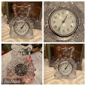 Authentic Waterford Crystal Ireland Cut Crystal Bear Clock